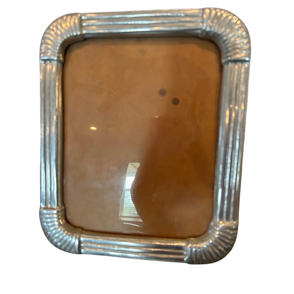 Vintage Ann Kary Mexican Pewter Picture Frame - Art Deco Ridged Design